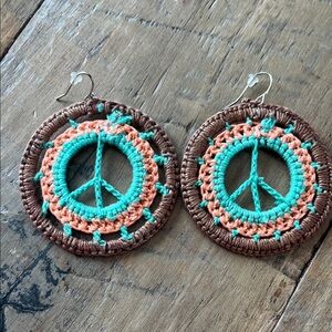 Crochet Peace sign earrings
